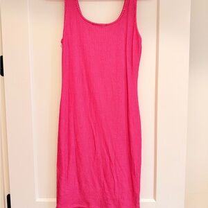 Bright Pink Ribbed Tank Dress - Women's